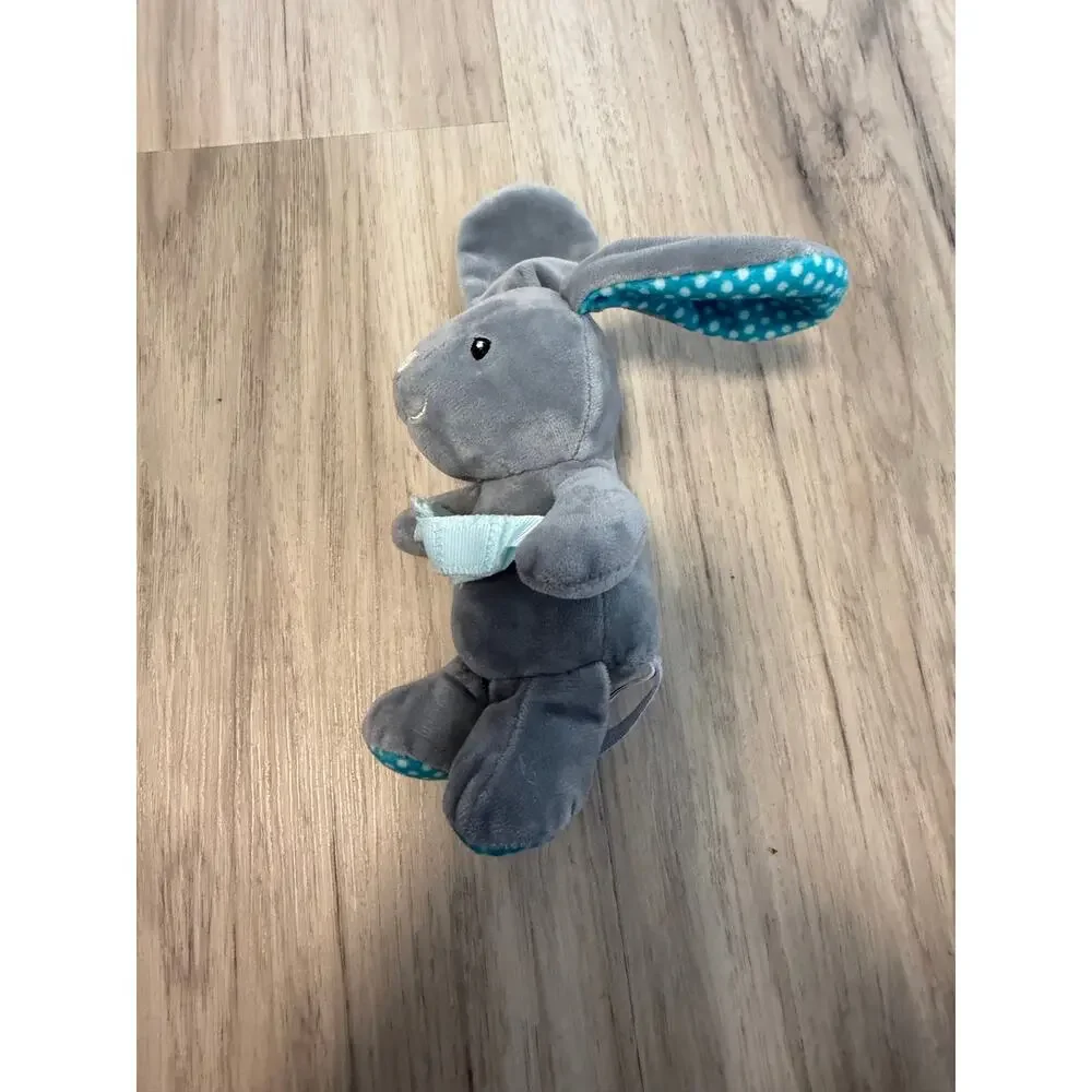 Dr Brown's Lovey Pacifier Holder Baby Bunny Grey Blue Polka Dot Plush Sensory